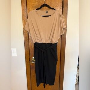 SHEIN Tan and Black Midi Dress